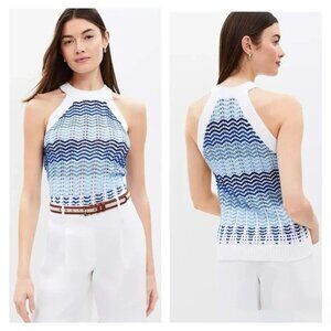Ann Taylor LOFT Texture Stripe Halter Sweater S